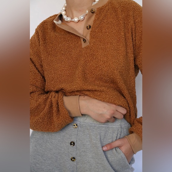 NWOT DONNI SHERPA HENLEY SWEATSHIRT SIZE L - Picture 3 of 8